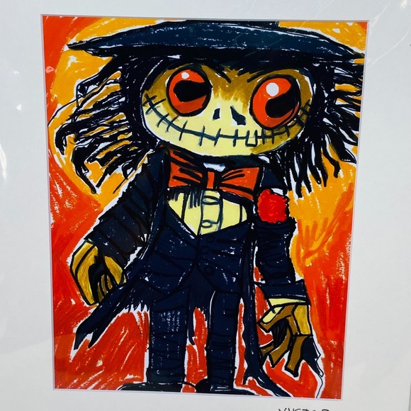 Vichy's Art Spooky Scarecrow By Viktor Print Halloween Scary Artwork 14"x11" - Picture 1 of 5